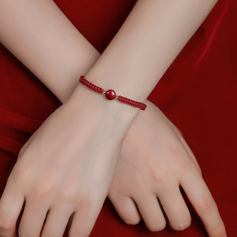 EverestArtstudios Lucky Cinnabar Bead Blessing Red String Bracelet