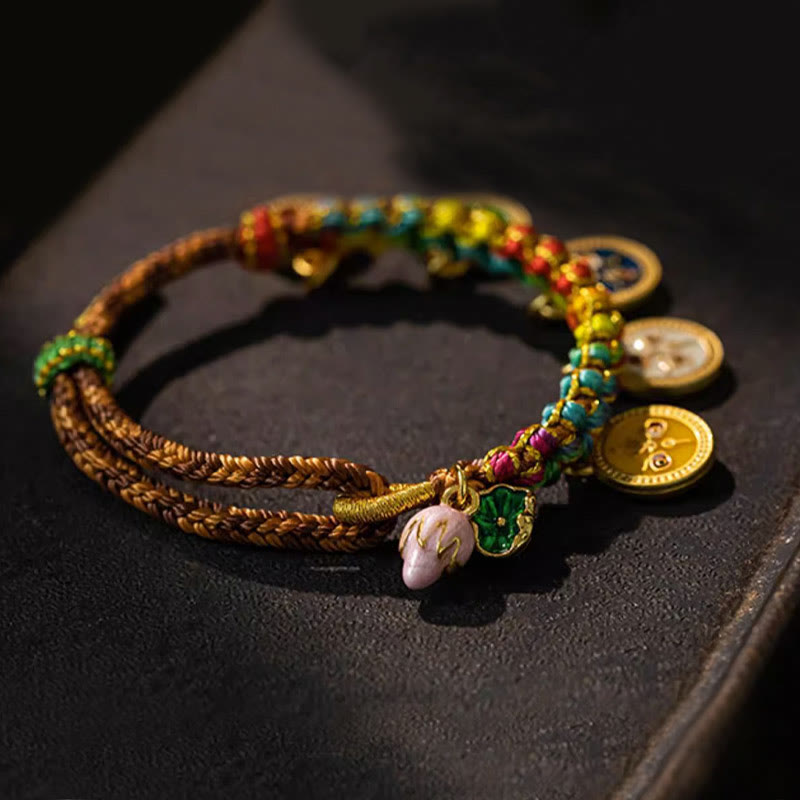EverestArtStudios Tibetan Colorful Rope Five God Of Wealth Luck Braid Bracelet