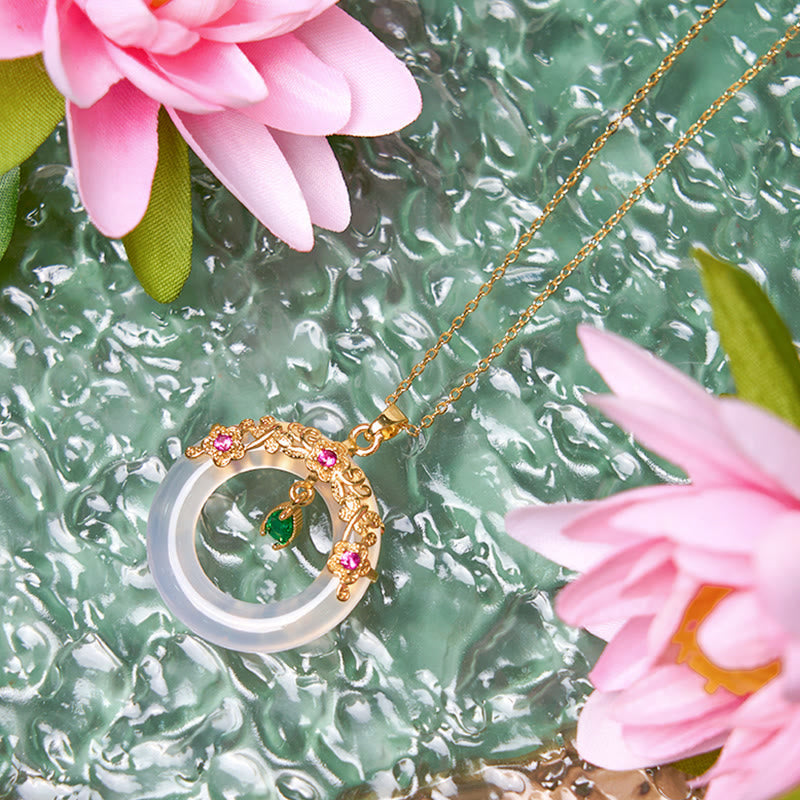 EverestArtstudios Green Chalcedony Peace Buckle Design Strength Necklace Pendant