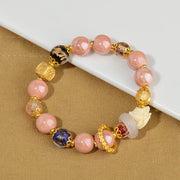 Buddha Stones Tibetan Incense Ash Liuli Glass Bead Luck Protection Nine Tailed Fox Bracelet