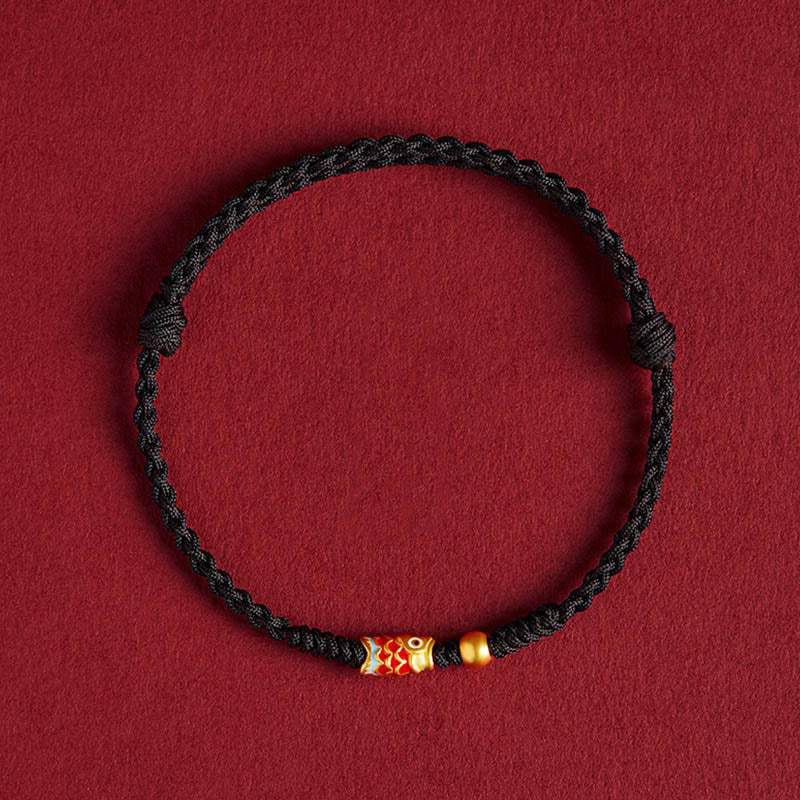 EverestArtStudios 925 Sterling Silver Handmade Koi Fish Wealth Success Braided Rope Bracelet