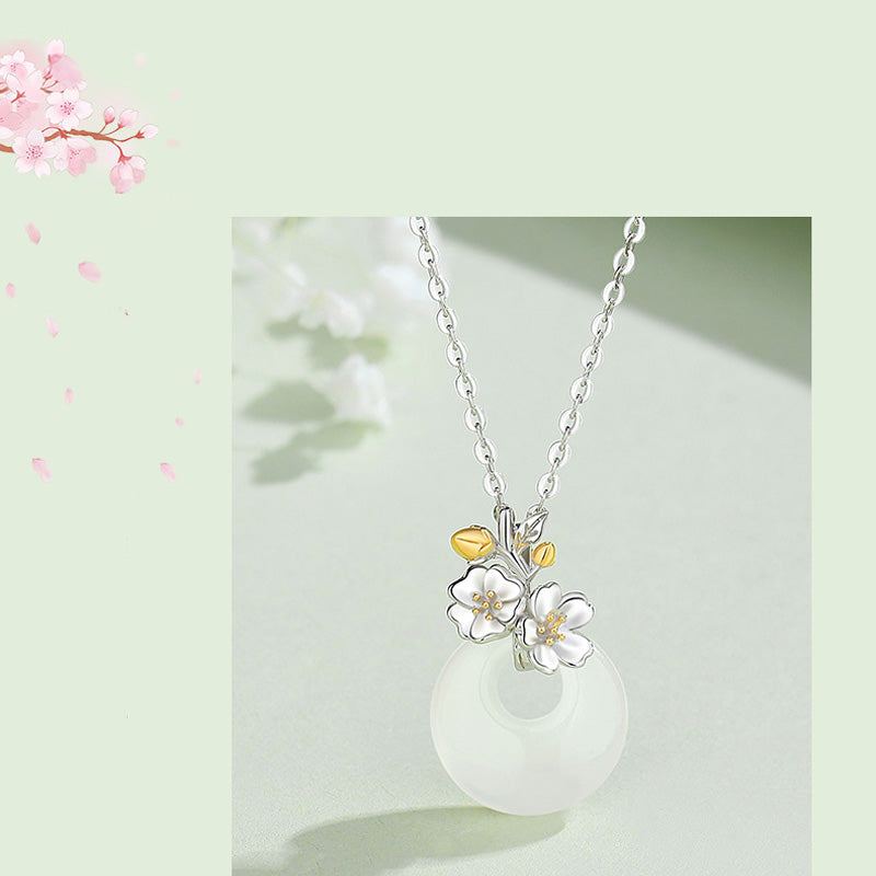 EverestArtstudios 925 Sterling Silver Round Chalcedony Twelve Months Flower Harmony Necklace Pendant