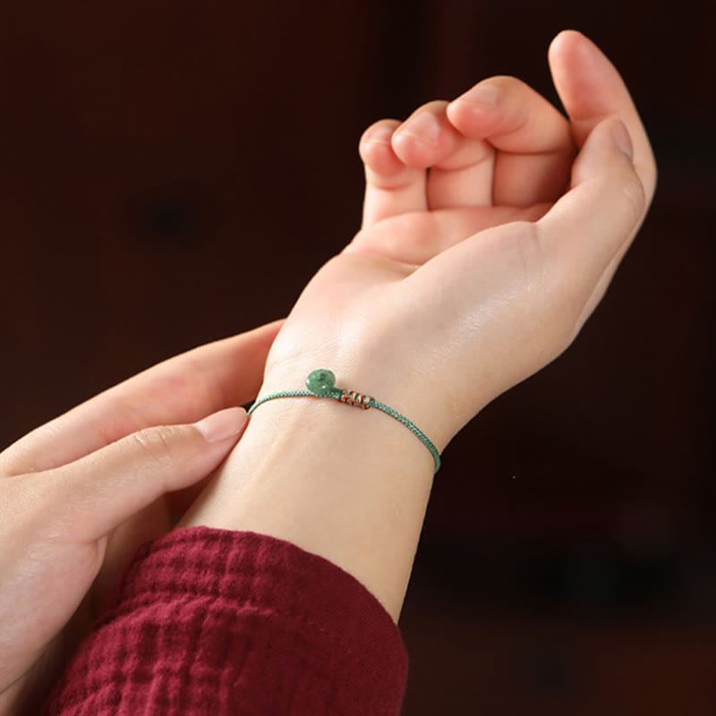 EverestArtstudios Tibetan Handmade Green Aventurine Luck Protection Braided Rope Bracelet