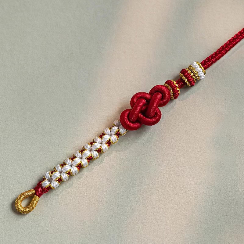 EverestArtstudios Handmade True Love Knot Peach Blossom Charm Luck Rope Bracelet