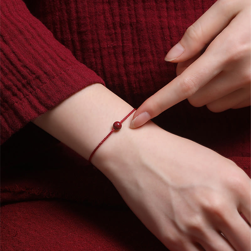 EverestArtstudios Natural Cinnabar Red Agate Blessing Red String Bracelet