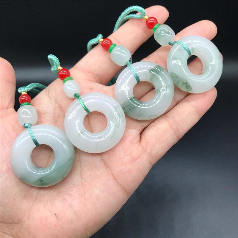 EverestArtstudios Natural Jade Peace Buckle Prosperity Necklace Pendant
