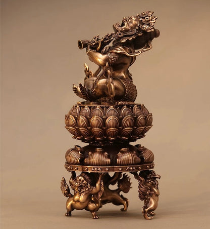 Handmade Purple Copper Vajra Incense Burner, Chinese Zen Meditation Incense Holder for Sandalwood & Agarwood, Tea Ceremony Decor