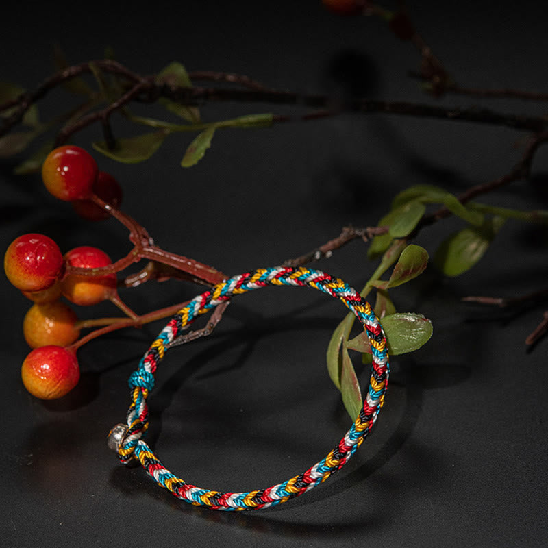 EverestArtstudios Tibet Handmade Five Color Thread Protection Braid String Bracelet