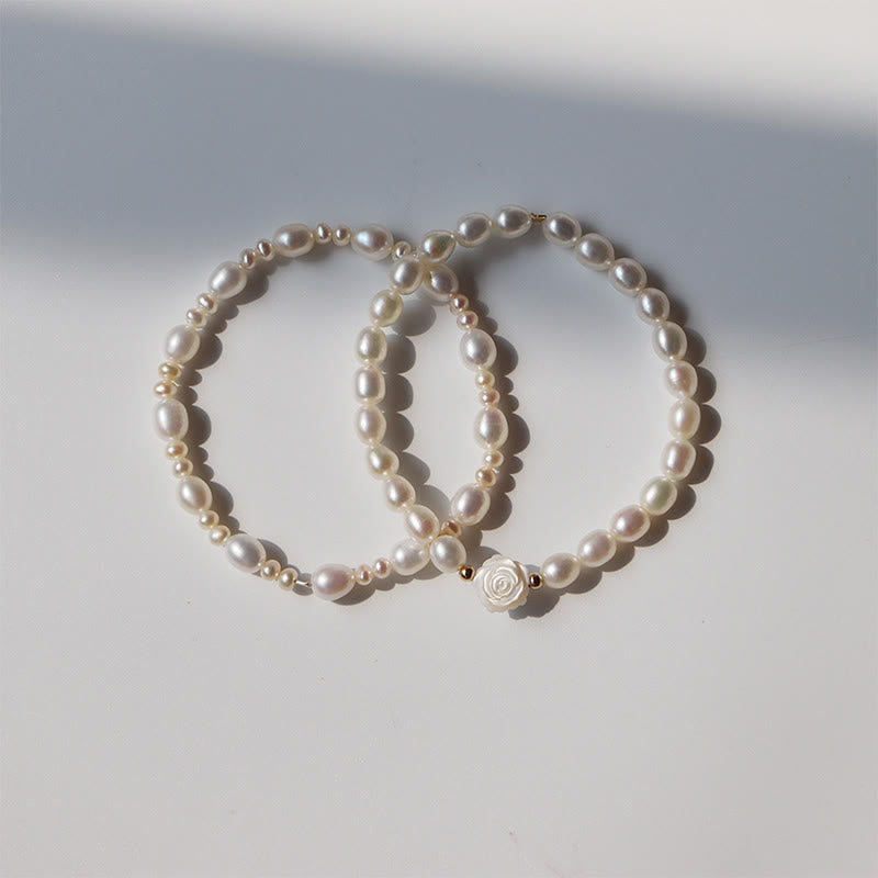 Buddha Stones Natural Flower Pearl Sincerity Bead Bracelet