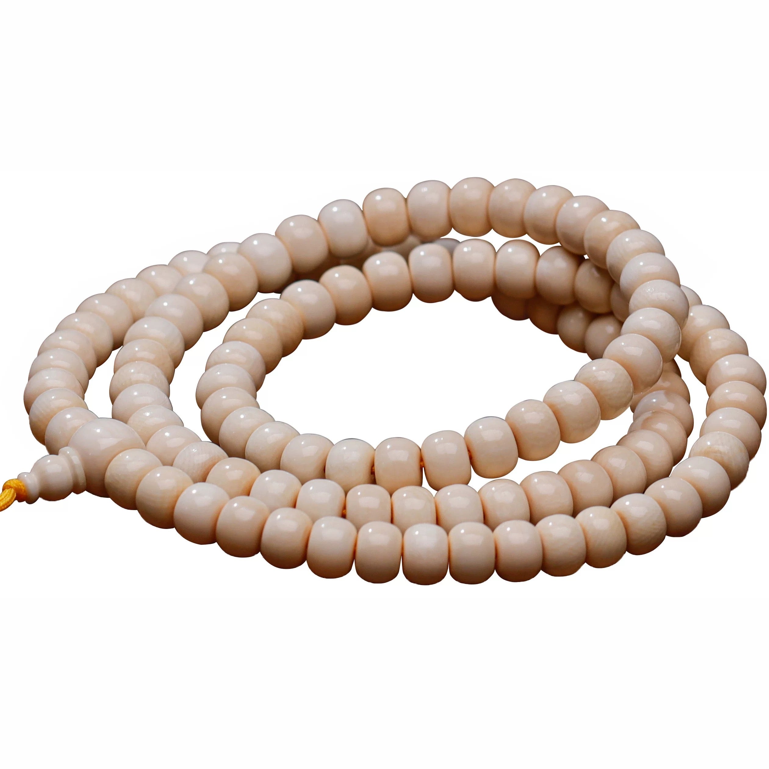 EverestArtStudios Natural Reclaimed Mammoth Ivory 108 Prayer Beads Bracelet & Mala Necklace, 8×6mm (0.31 × 0.24 inches) Handcrafted Buddhist Meditation Beads