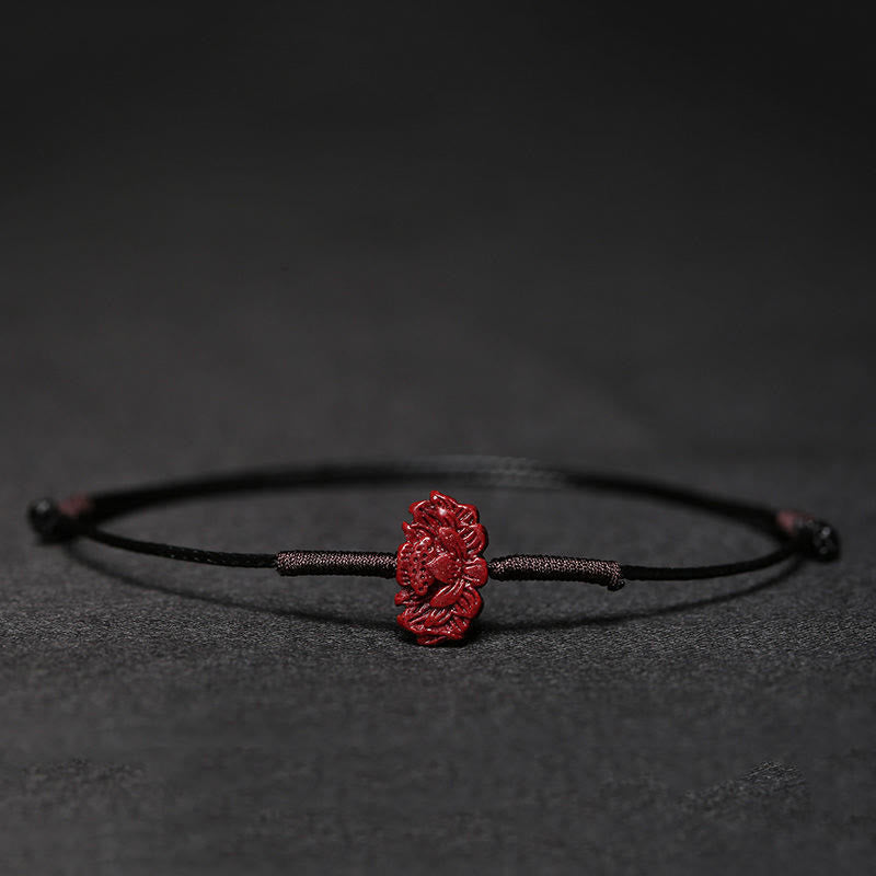 EverestArtstudios Handmade Plum Blossom Four Leaf Clover PiXiu Lotus Koi Fish Cinnabar Blessing Braid Bracelet