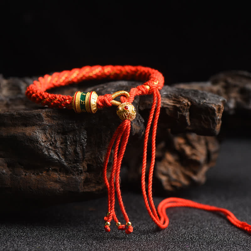 EverestArtstudios Tibetan Handmade Luck Prayer Wheel Bead Charm Weave Colorful String Bracelet