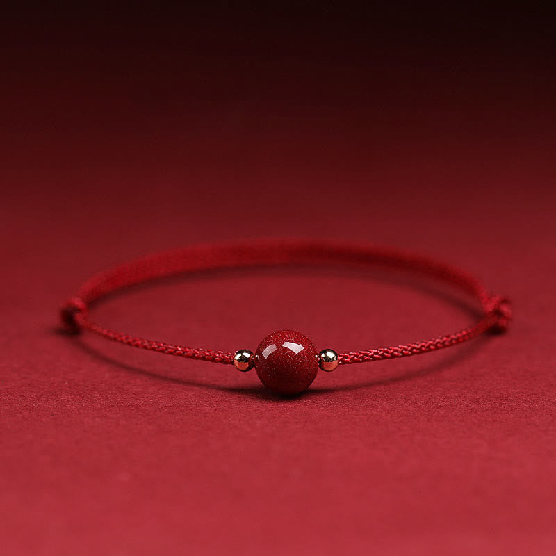 EverestArtstudios Natural Lucky Cinnabar Bead Blessing String Bracelet Anklet