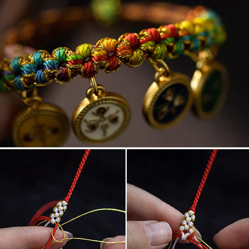 EverestArtStudios Tibetan Colorful Rope Five God Of Wealth Luck Braid Bracelet