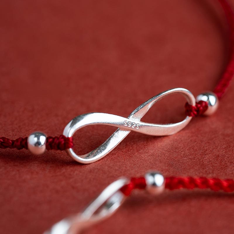 EverestArtstudios 925 Sterling Silver Endless Knot Protection Luck Red String Bracelet Anklet