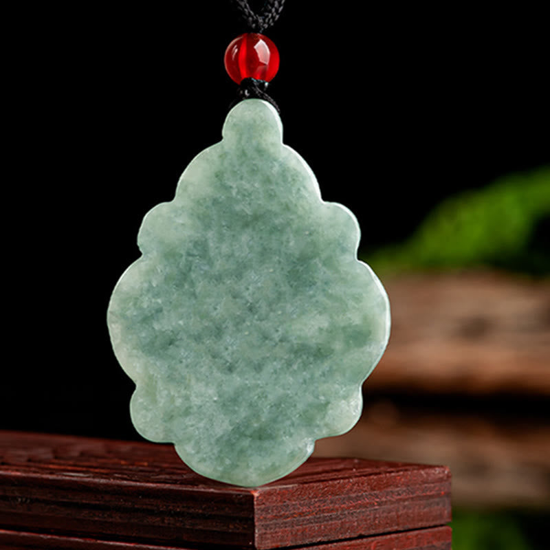 EverestArtstudios Natural Jade Kalanchoe blossfeldiana Flower Pattern Luck Necklace Pendant