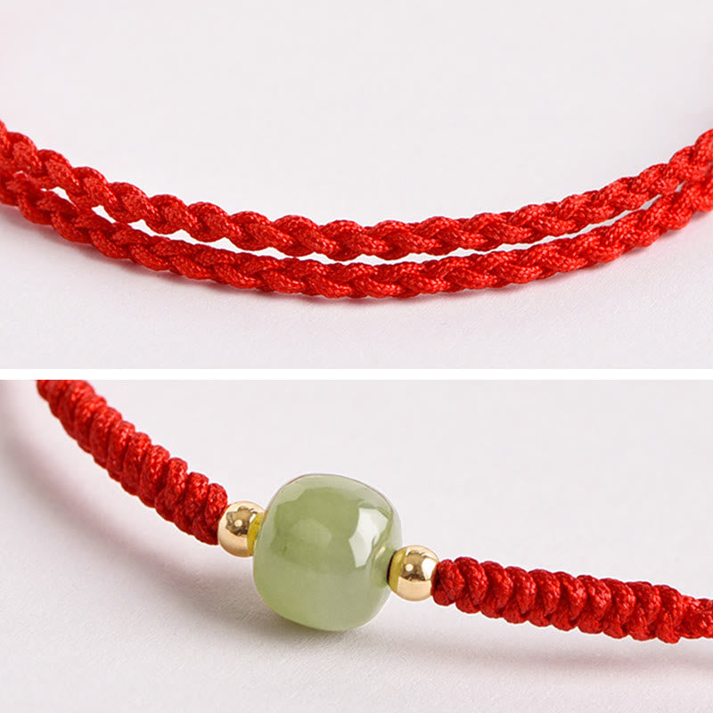 EverestArtstudios Handmade Jade Lucky Bead Prosperity Braided Bracelet