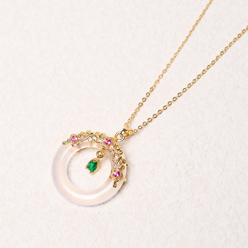 EverestArtstudios Green Chalcedony Peace Buckle Design Strength Necklace Pendant