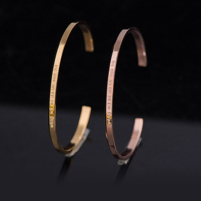 Buddha Stones Six True Words Engraving Titanium Steel Blessing Protection Bracelet