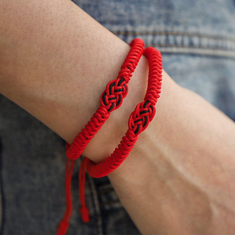 EverestArtstudios 2Pcs Tibetan Luck Chinese Knot Protection String Bracelet
