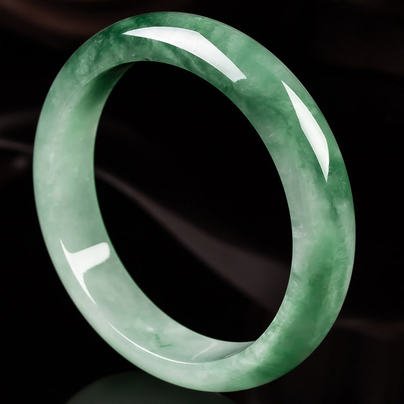 EverestArtStudios Natural Jade Fortune Blessing Bangle Bracelet