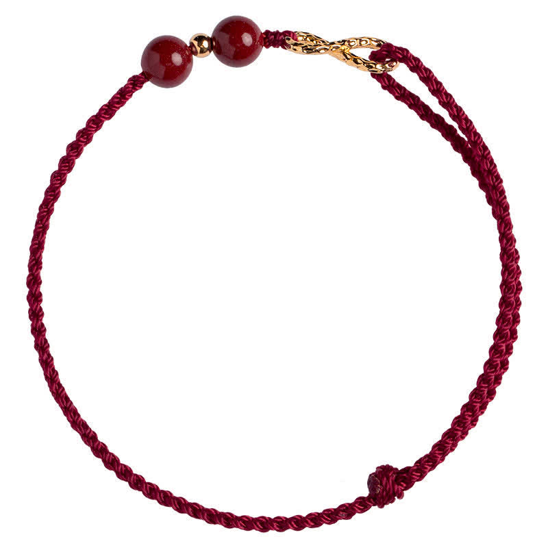 EverestArtStudios Cinnabar Blessing Red String Golden Infinity Symbol Bracelet Anklet