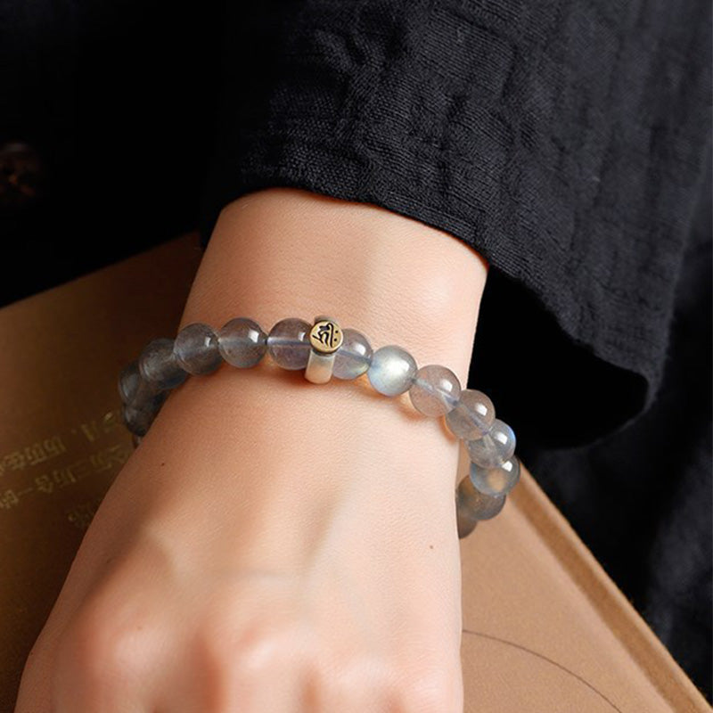 Buddha Stones 12 Chinese Zodiac Moonstone Calm Love Bracelet