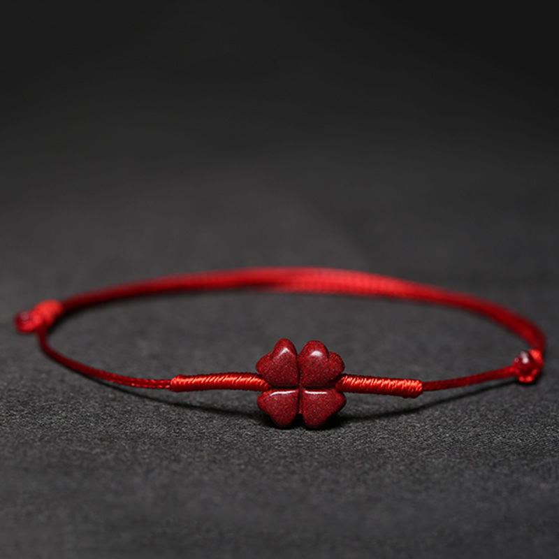 EverestArtstudios Handmade Plum Blossom Four Leaf Clover PiXiu Lotus Koi Fish Cinnabar Blessing Braid Bracelet