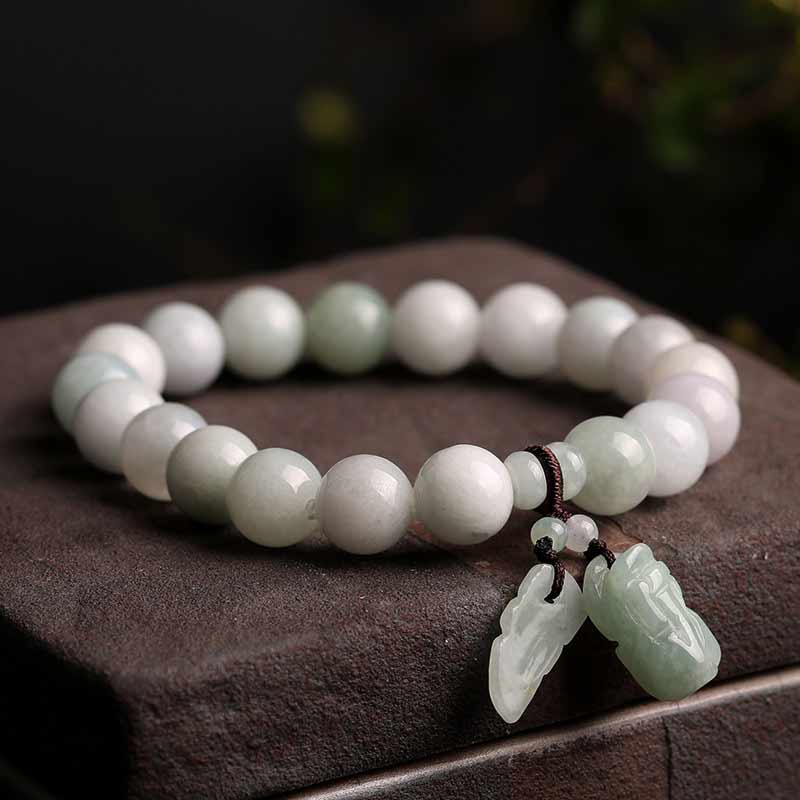 Buddha Stones Natural Jade Pi Xiu Gourd Apple Success Bracelet