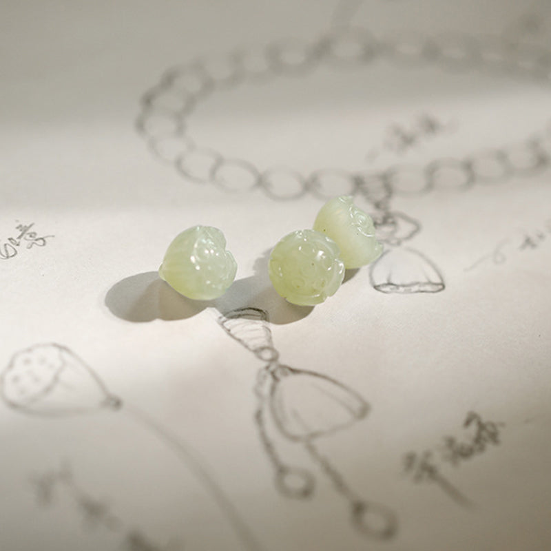 Buddha Stones White Agate Jade Lotus Protection Bracelet