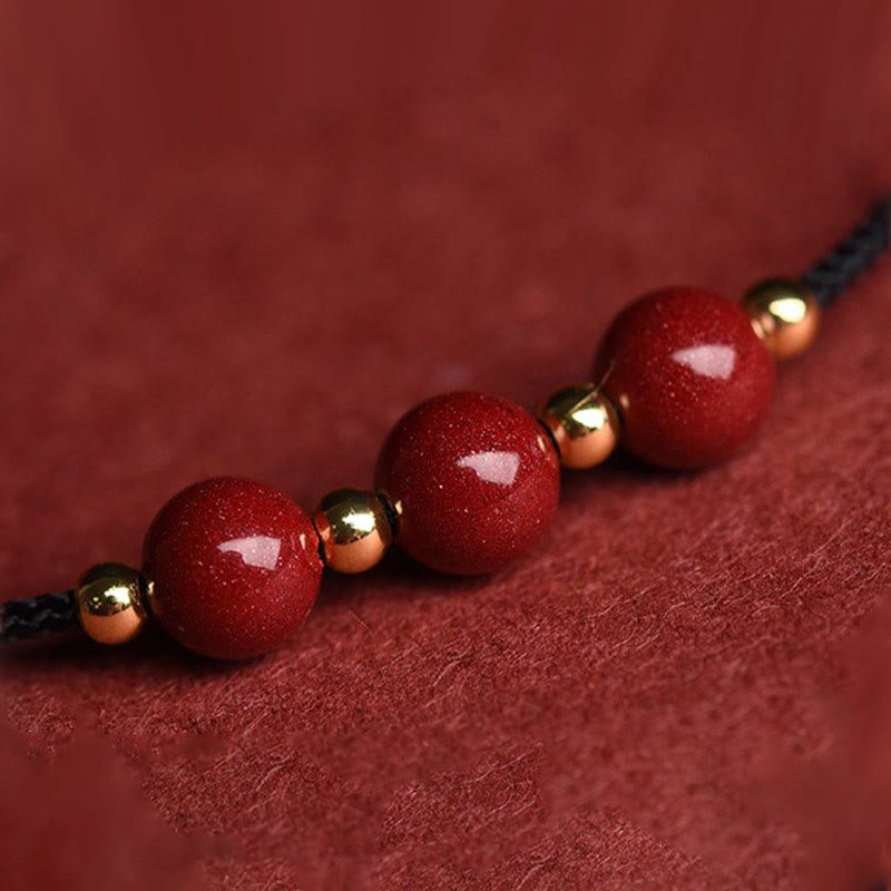 EverestArtstudios Natural Lucky Cinnabar Bead Blessing String Bracelet Anklet
