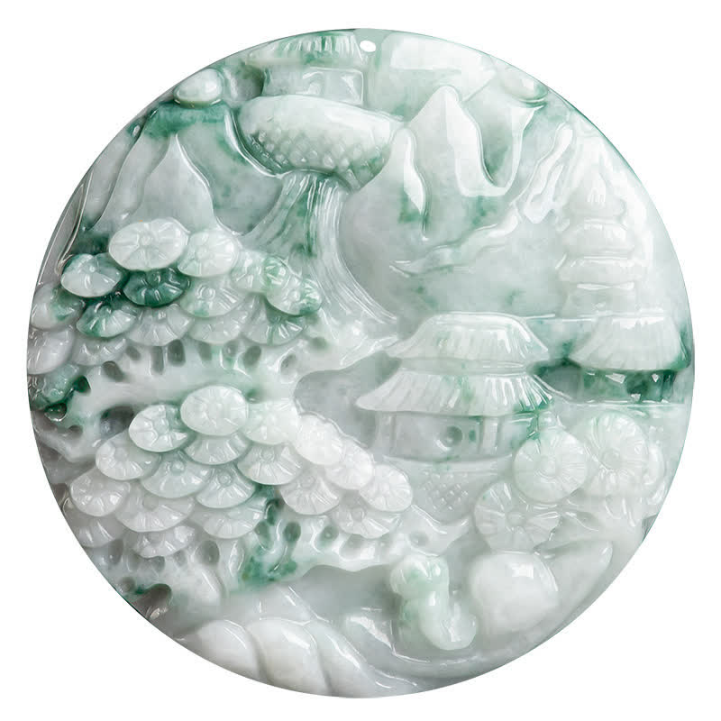 EverestArtstudios Mountain Landscape Jade Abundance String Necklace