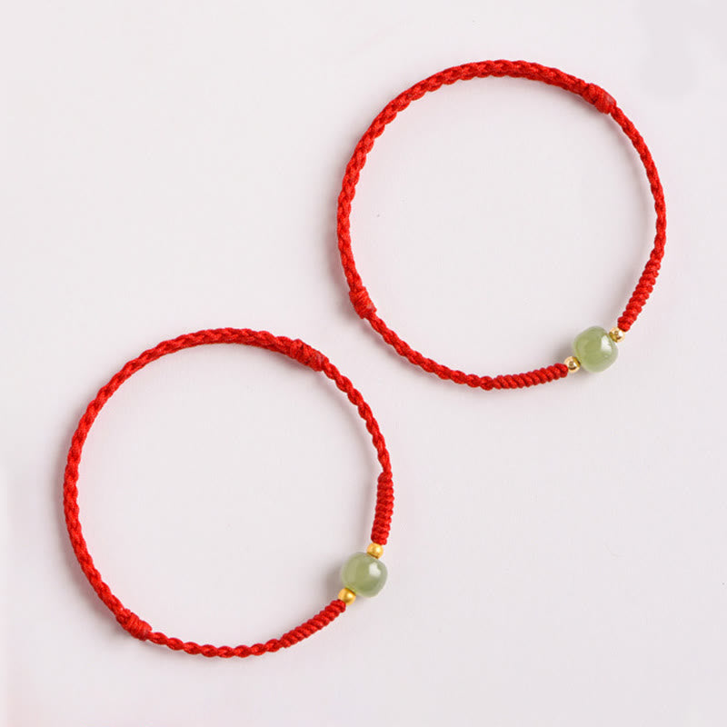 EverestArtstudios Handmade Jade Lucky Bead Prosperity Braided Bracelet
