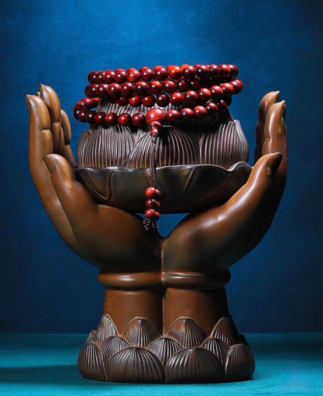 EverestArtStudios Natural Blood Sandalwood 108 Bead Mala Necklace | Red Wooden Prayer Beads | Buddhist Meditation Mala | 108 Bead Bracelet Necklace | Spiritual Jewelry