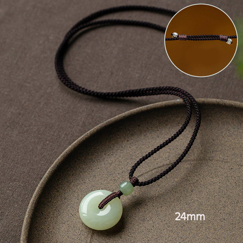 EverestArtstudios Natural Round Jade Peace Buckle Luck Prosperity Necklace Pendant