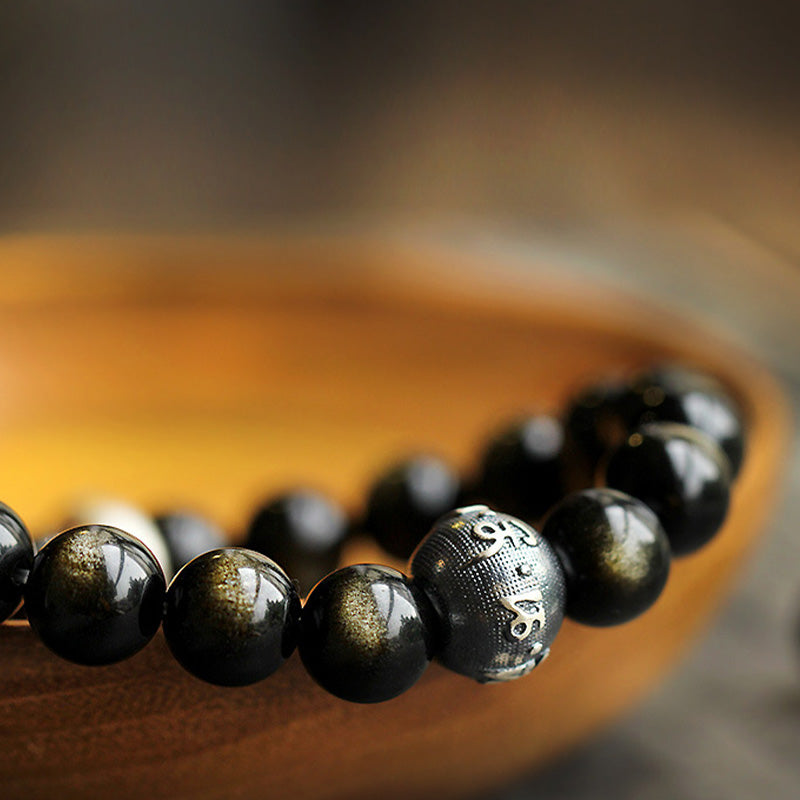 Buddha Stones Chinese Zodiac Obsidian Purification Bracelet