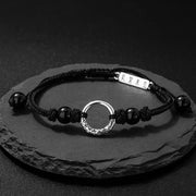 Buddha Stones 925 Sterling Silver Black Onyx Peace Buckle Protection Bracelet