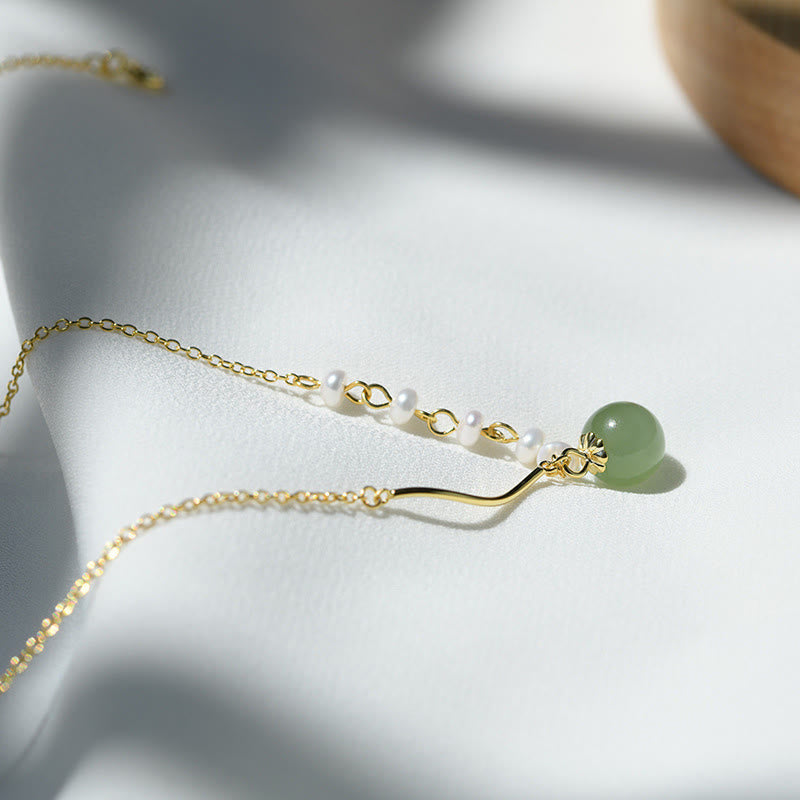 EverestArtstudiosNatural Hetian Jade Pearl Luck Bead Necklace Pendant