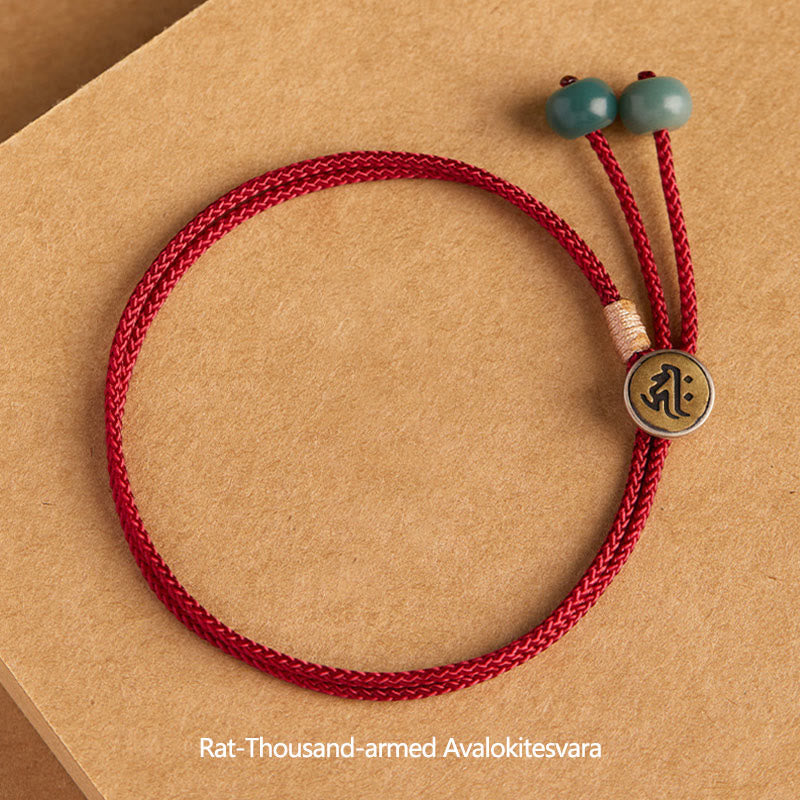 EverestArtStudios 925 Sterling Silver Handmade Chinese Zodiac Natal Buddha Cyan Bodhi Seed Protection Braided Red String Bracelet