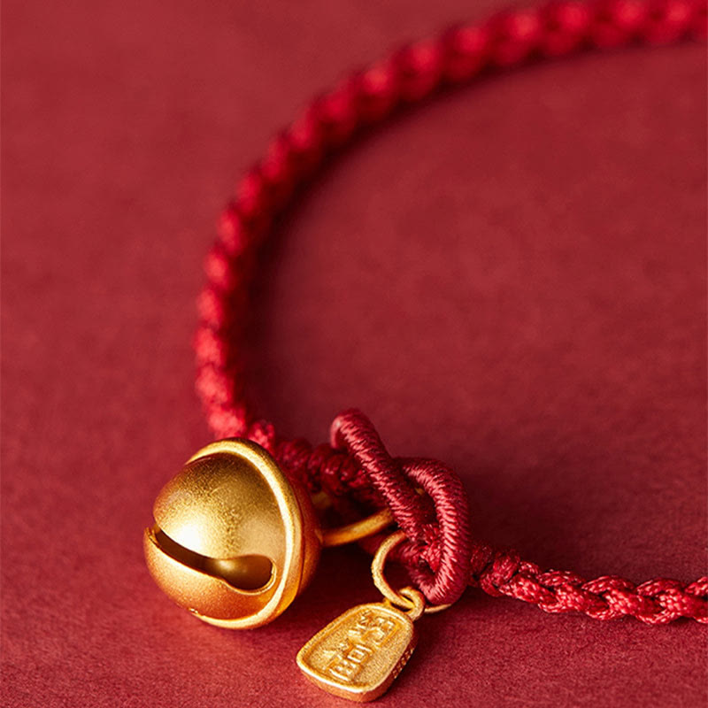 EverestArtstudios Handmade Fu Character Charm Luck Happiness Bell Red Rope Bracelet