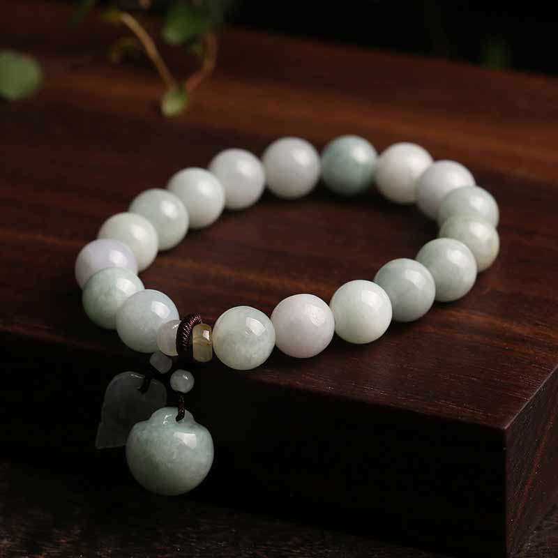 Buddha Stones Natural Jade Pi Xiu Gourd Apple Success Bracelet