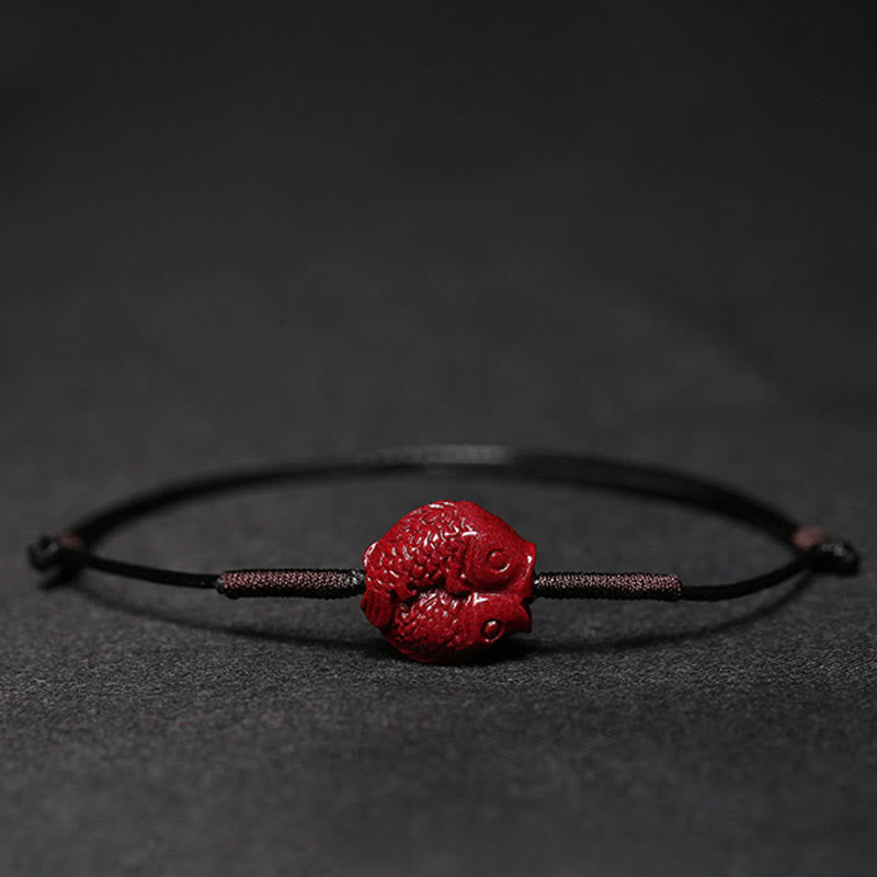 EverestArtstudios Handmade Plum Blossom Four Leaf Clover PiXiu Lotus Koi Fish Cinnabar Blessing Braid Bracelet