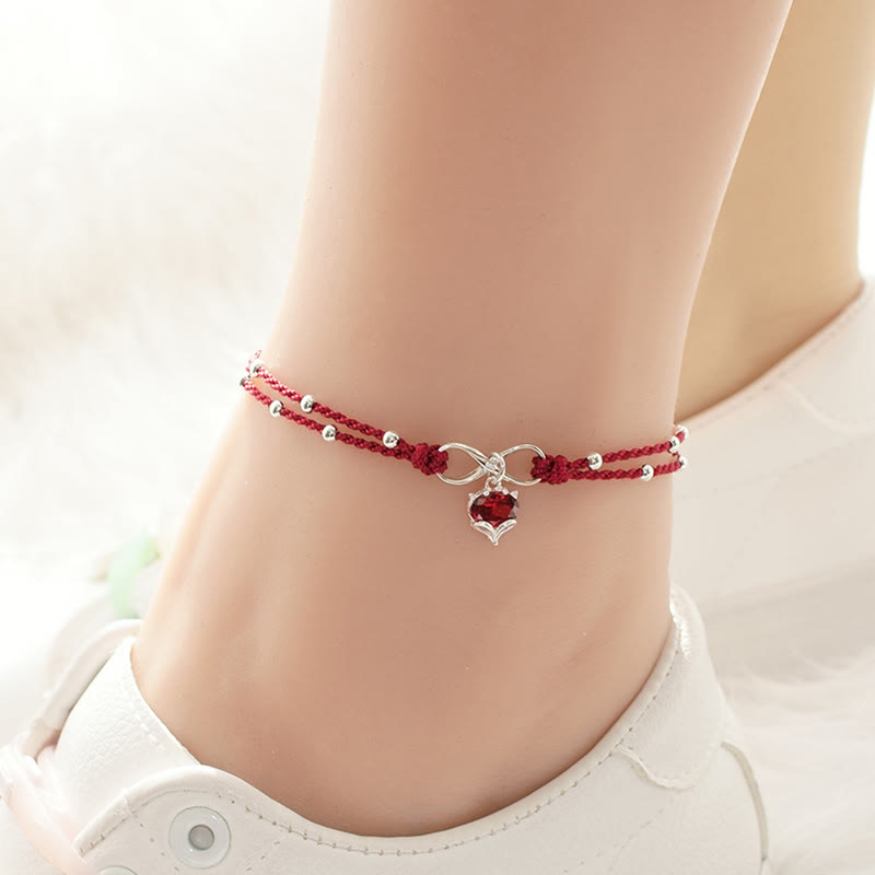 EverestArtstudios Love Heart Infinity Symbol Braided String Anklet