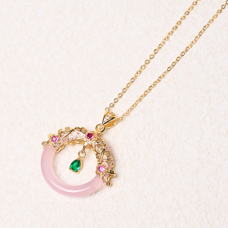 EverestArtstudios Green Chalcedony Peace Buckle Design Strength Necklace Pendant