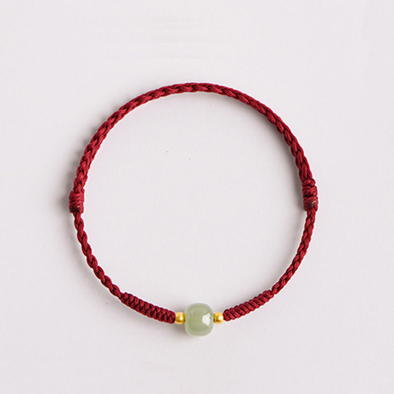 EverestArtstudios Handmade Jade Lucky Bead Prosperity Braided Bracelet