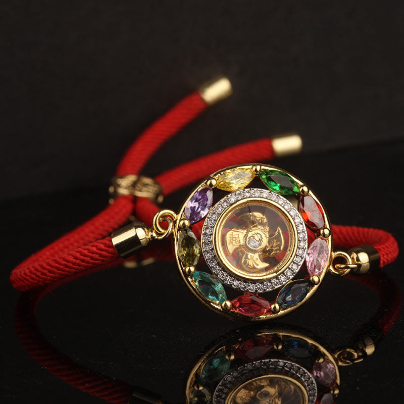 EverestArtstudios Colorful Zircon Copper Wealth Luck Rotation Bracelet Necklace Pendant