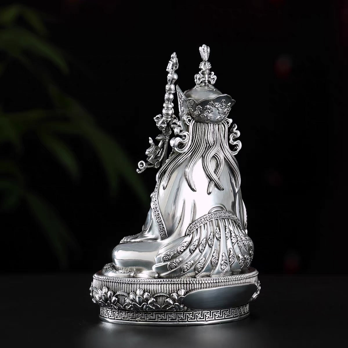 Multiple Statues Guru Rinpoche Tibetan Buddhist Buddha, Silver Plated White Copper Guru Rinpoche Figurine, Altar Shrine Meditation Decor