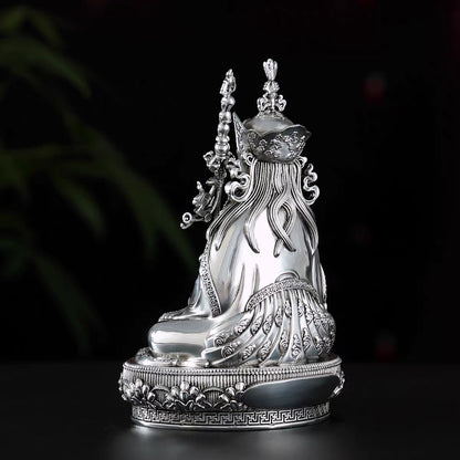 Multiple Statues Guru Rinpoche Tibetan Buddhist Buddha, Silver Plated White Copper Guru Rinpoche Figurine, Altar Shrine Meditation Decor