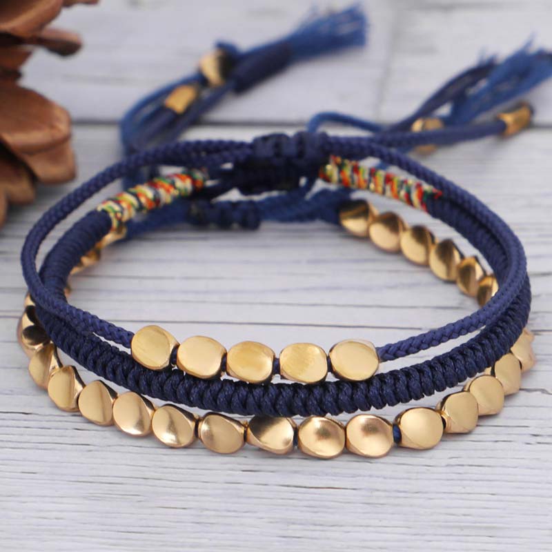 EverestArtStudios 3 PCS Tibetan Copper Beads Healing Protection Luck Bracelet Set