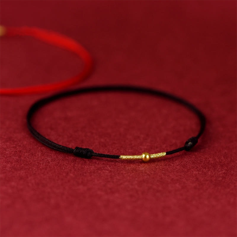 EverestArtStudios 925 Sterling Silver Golden Bead Protection Braided Rope Bracelet Anklet